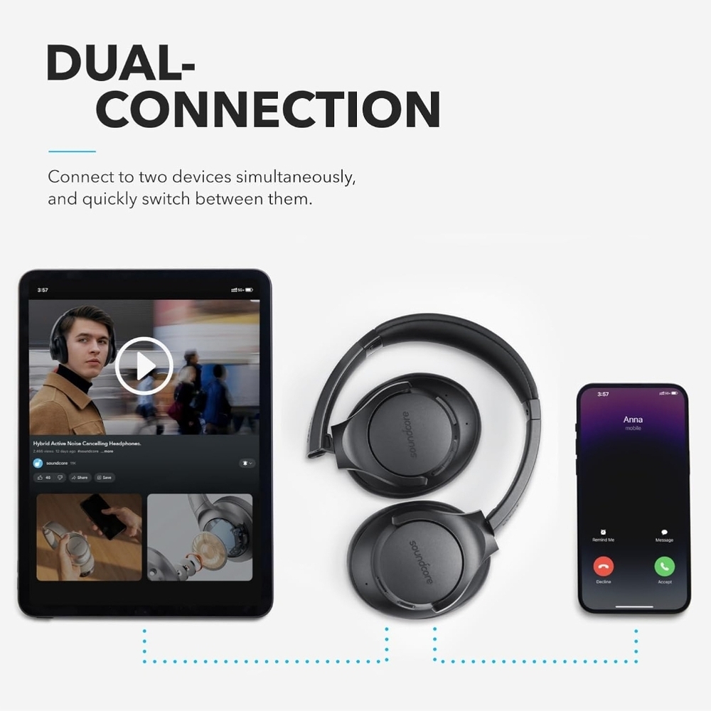 🎧 🎶 Soundcore by Anker LifeQ20 Wireless Noise Cancelling Headphones NIB - Picture 6 of 11